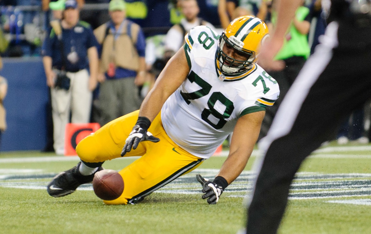Green Bay Packers offensive lineman Derek Sherrod by Steven Bisig—USA TODAY Sports.