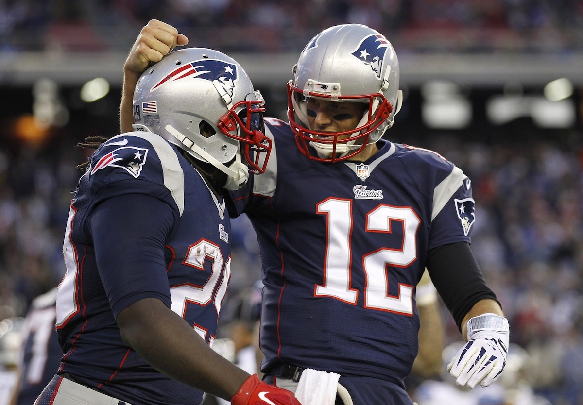 LeGarrette Blount and Tom Brady by Stew Milne—USA TODAY Sports.