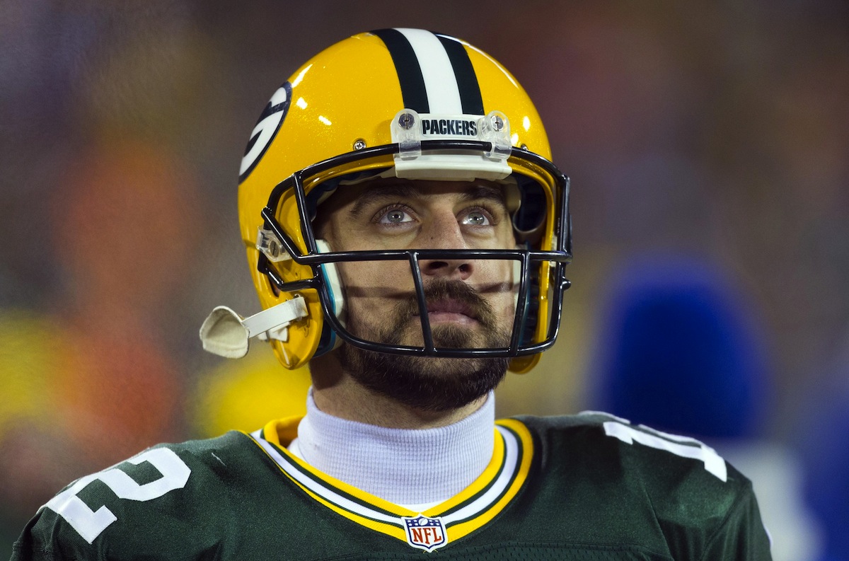 Green Bay Packers quarterback Aaron Rodgers by Jeff Hanisch—USA TODAY Sports.