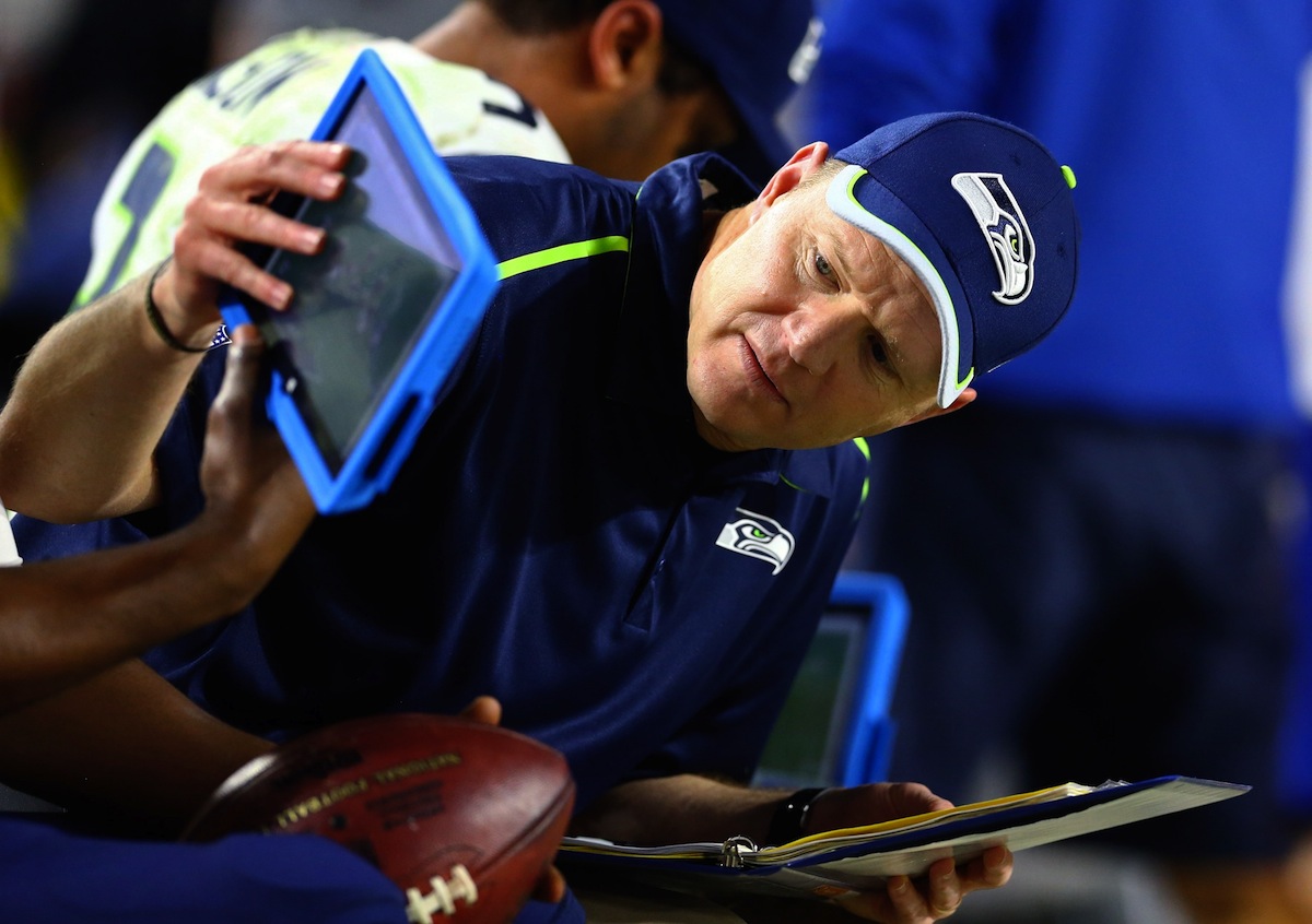 Seattle Seahawks offensive coordinator Darrell Bevell—Mark J. Rebilas, USA TODAY Sports.